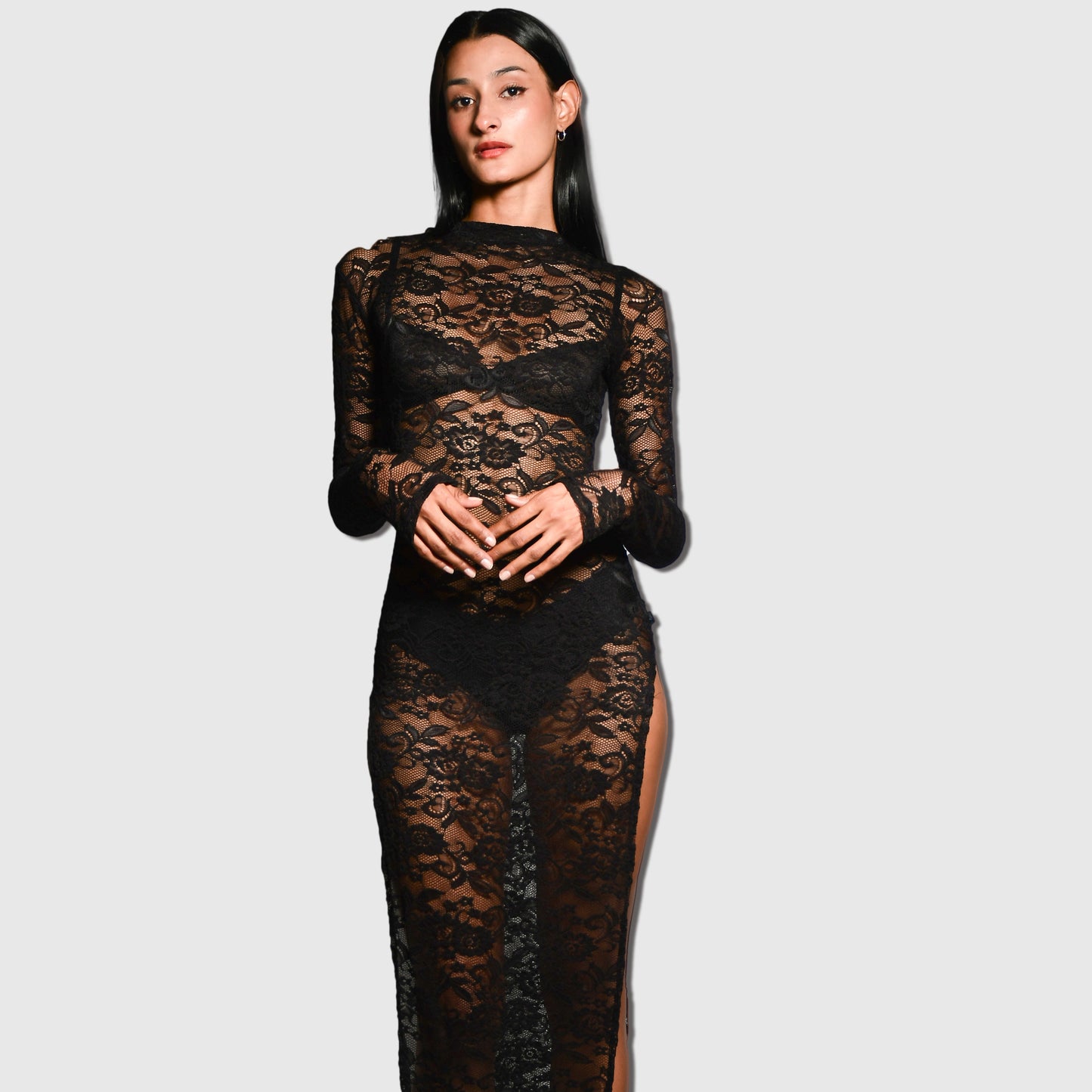 Vestido encaje completo negro