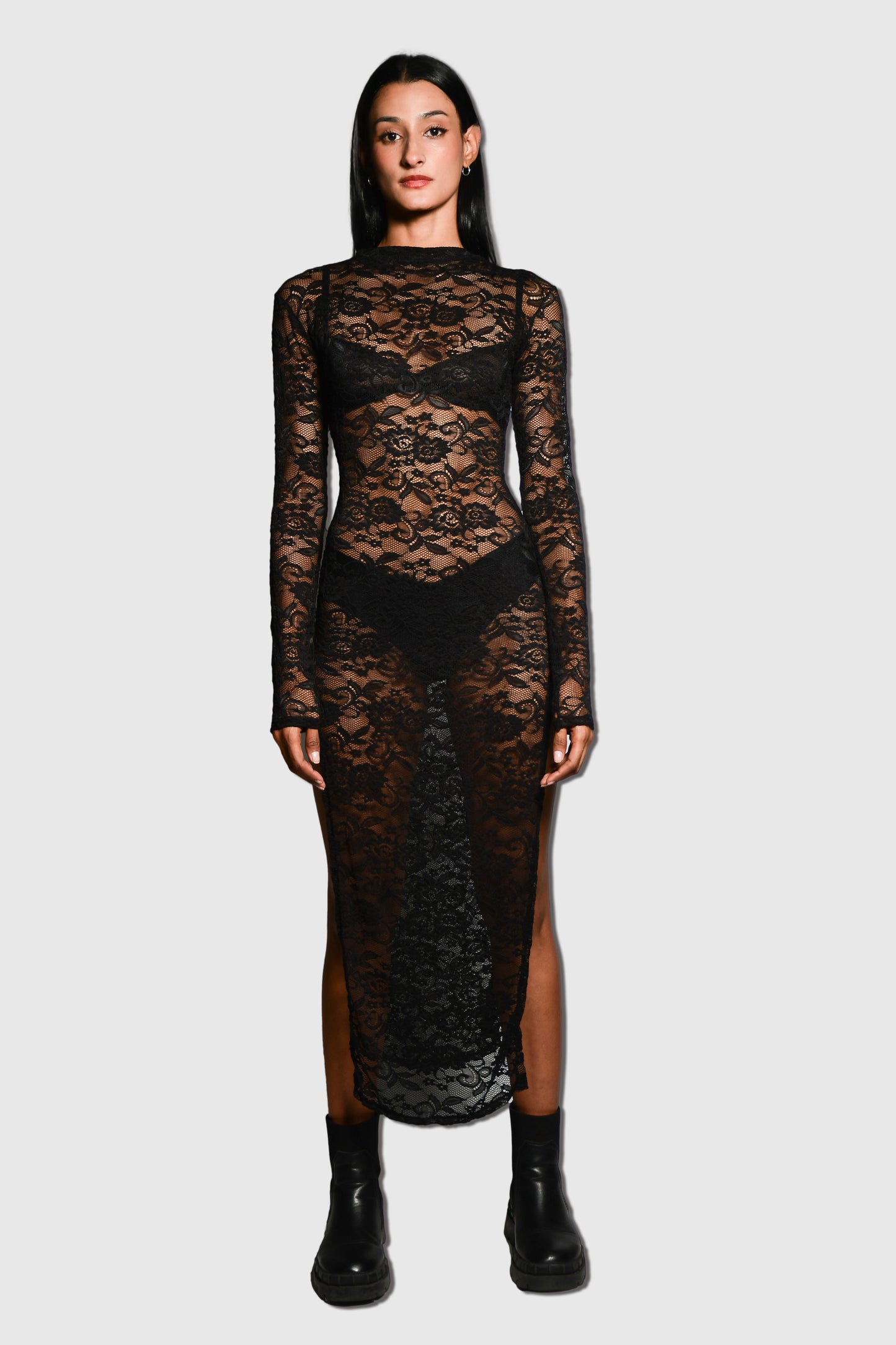 Vestido encaje completo negro