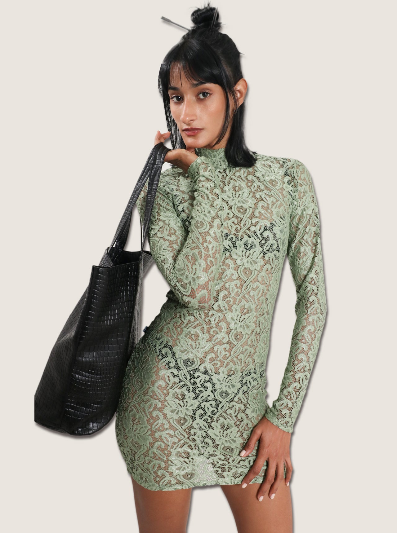 Vestido encaje verde