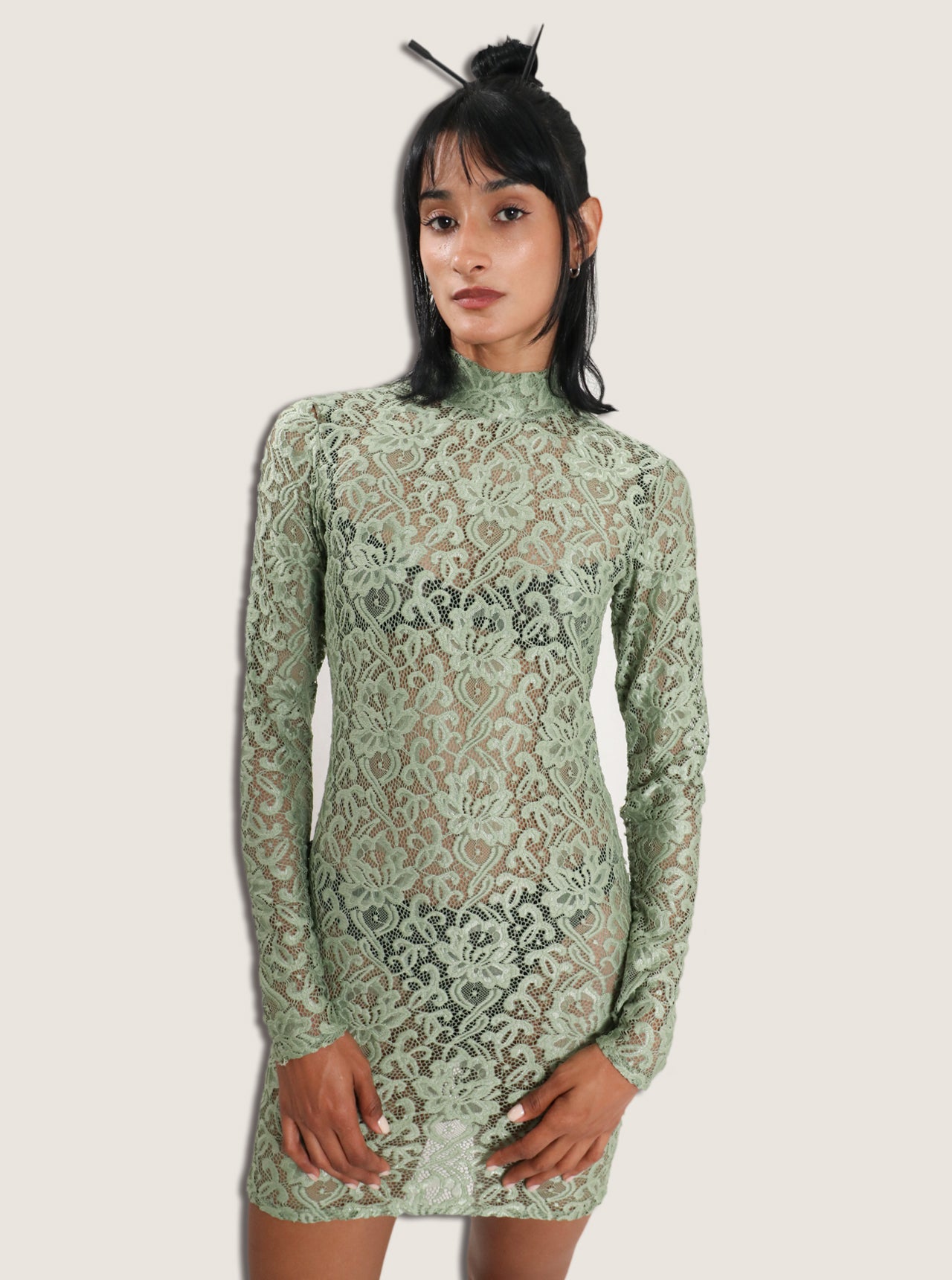Vestido encaje verde