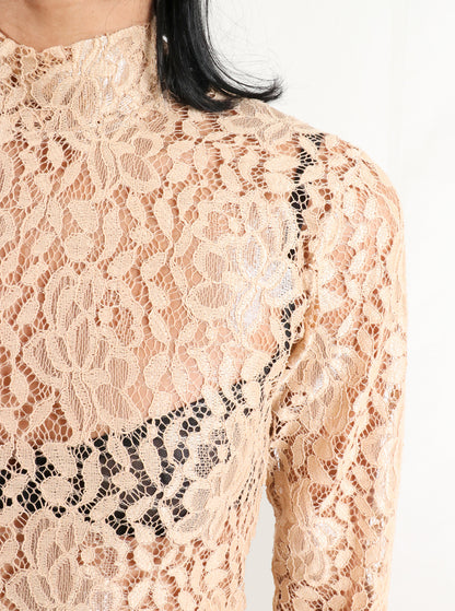 Vestido encaje beige