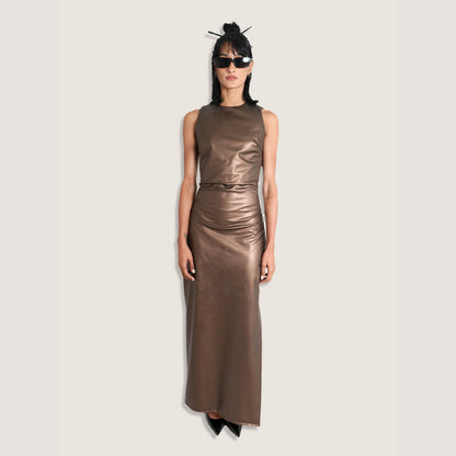Vestido cuerina café